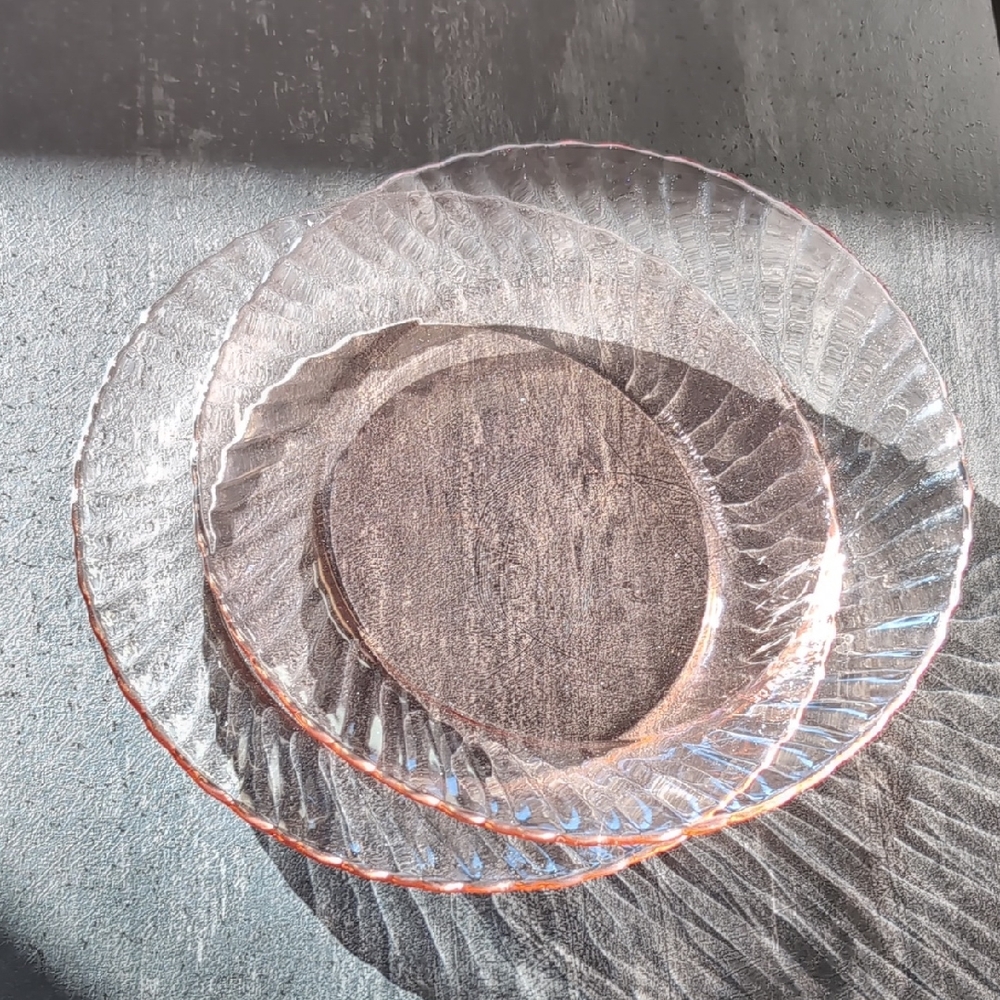 🌷 Vintage Arcoroc France Pink Rosaline Depression Glass Plates Set Of 2